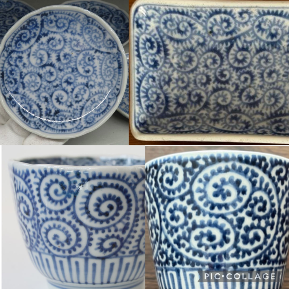 古伊万里の蛸唐草について質問です。たまに上の2枚のような癖のある