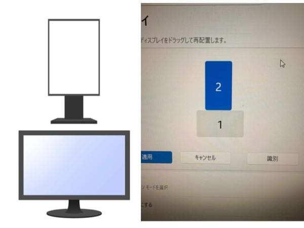 モニター配置についてです。現在モニターを2枚使っていて、一枚を 