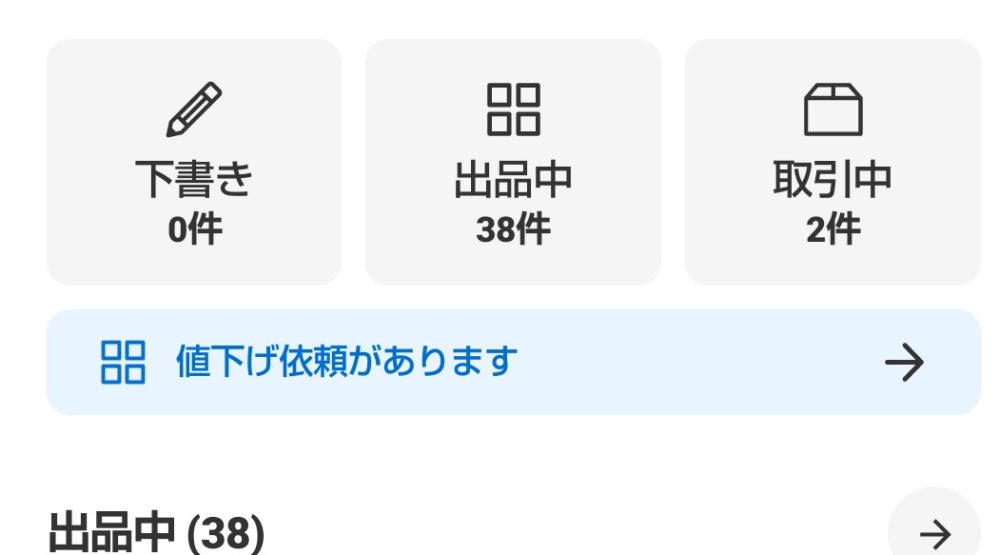 メルカリで出品のページを開くと、写真のように『値下げ依頼があります