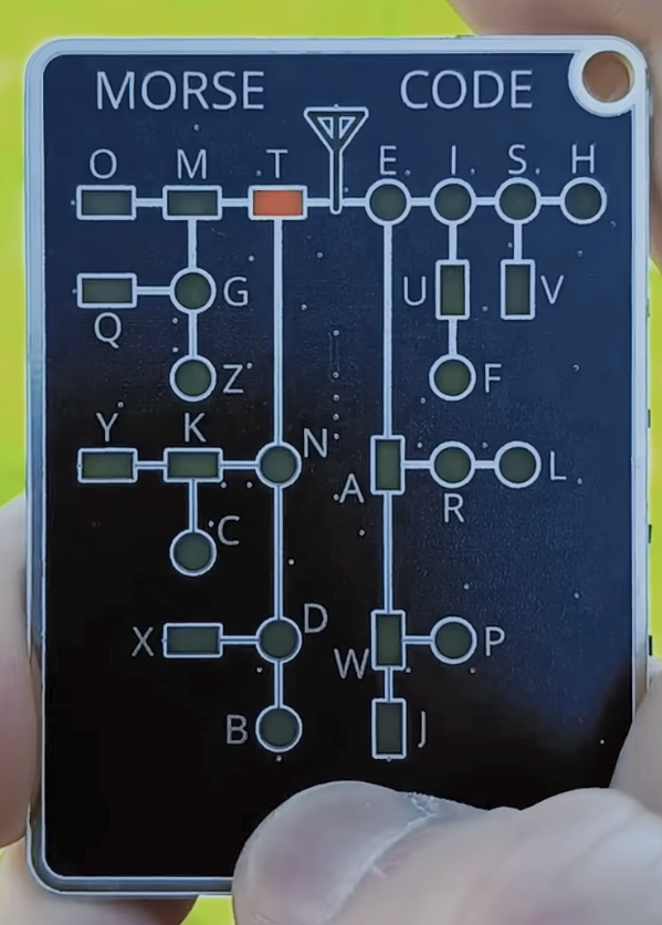 この動画の最初に出てくる添付画像のカード形のモールス機器の製品名や
