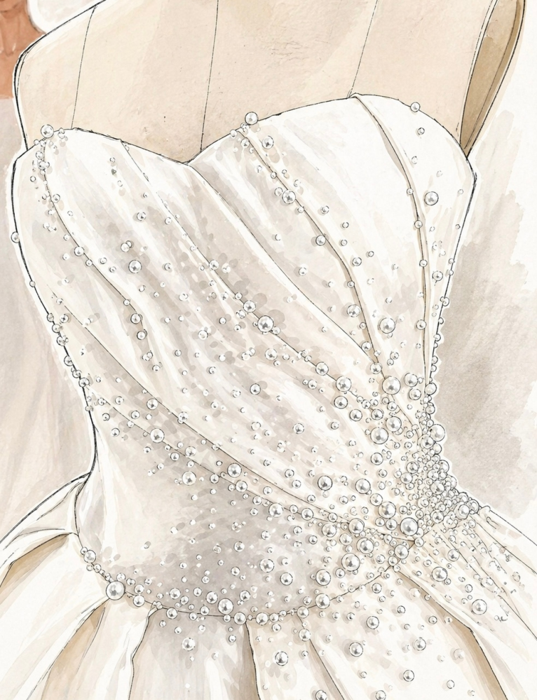 急募です。ドレス制作でドレープビスチェ（折り込みビスチェ）を作り 