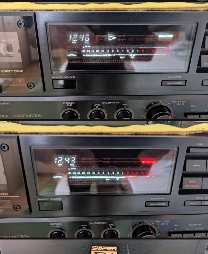 1127 AKAI カセットデッキ VUメーター付き AKAIカセットデッキ、GX-Z7100のレベルメーターの作動についての質