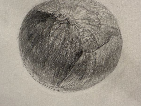 デッサンのアドバイスをいただきたいです。下の写真は玉ねぎを描いた