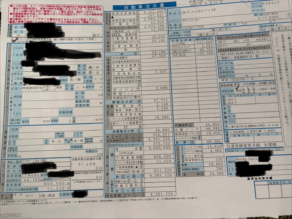新車購入時の値引き額について質問です。ホンダなZR』 ホンダ の