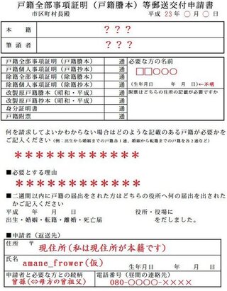 戸籍謄本等郵送交付申請書の書き方について 現在母方の曽祖 Yahoo 知恵袋