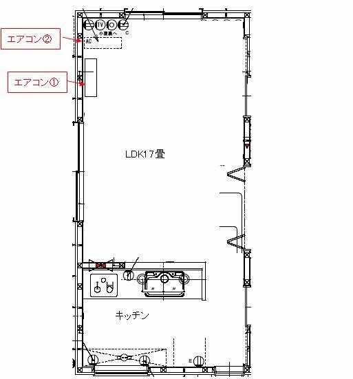 エアコンの向きですが、①と②のどちらがいいでしょうか？ただ単にエ 