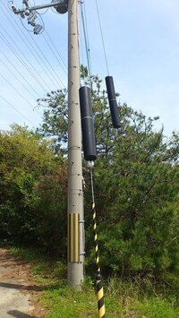 この電柱を支えているワイヤーケーブルに付いている黒い物体は何の為に付けてい Yahoo 知恵袋