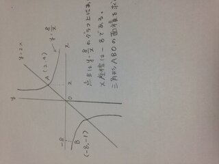 中1数学です 比例と反比例のグラフから三角形の面積を出す問題です 四角で囲っ Yahoo 知恵袋