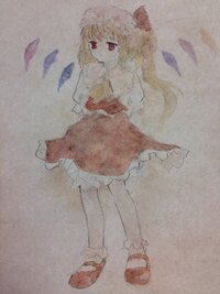 イラストの評価 東方のフランドールスカーレットを描きました見た感じ足がお Yahoo 知恵袋