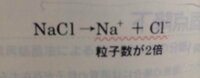 塩化ナトリウムのモル濃度ってよく2倍しますよね？ 電離により粒子数が2倍になるかららしいですが…

よく理解できません。

どなたかわかりやすく教えてくれませんか？