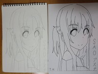 アニメのキャラの絵を描きました 初心者絵描きです 左のがシャーペンで描い Yahoo 知恵袋