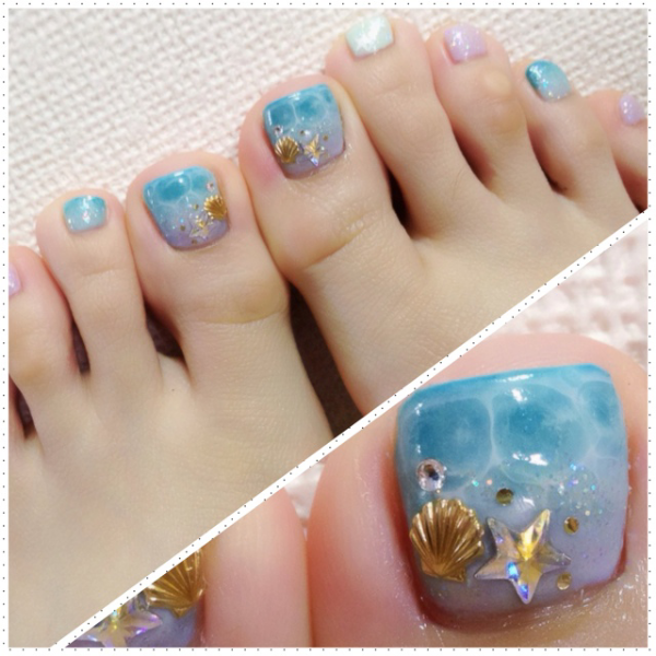画像のような海の模様のセルフネイルのやり方を教えてください マニキュア Yahoo 知恵袋