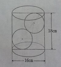 底面の直径が16cmの円柱に 同じ大きさの球が２個ぴったりと内接し Yahoo 知恵袋