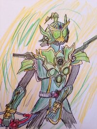 仮面ライダー龍玄のオリジナルフォーム マスカットエナジーアームズを描いてみた Yahoo 知恵袋