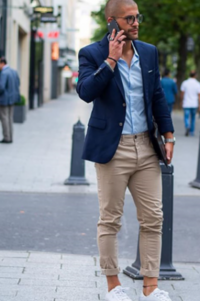 ベージュパンツｘネイビージャケットｘ水色オックスフォードシャツに黒 Yahoo 知恵袋