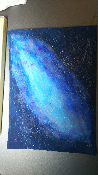 初めて宇宙をアクリル絵の具で描いてみました 私としては 筆の塗った Yahoo 知恵袋