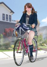 私 わざとミニスカを穿いて自転車に乗