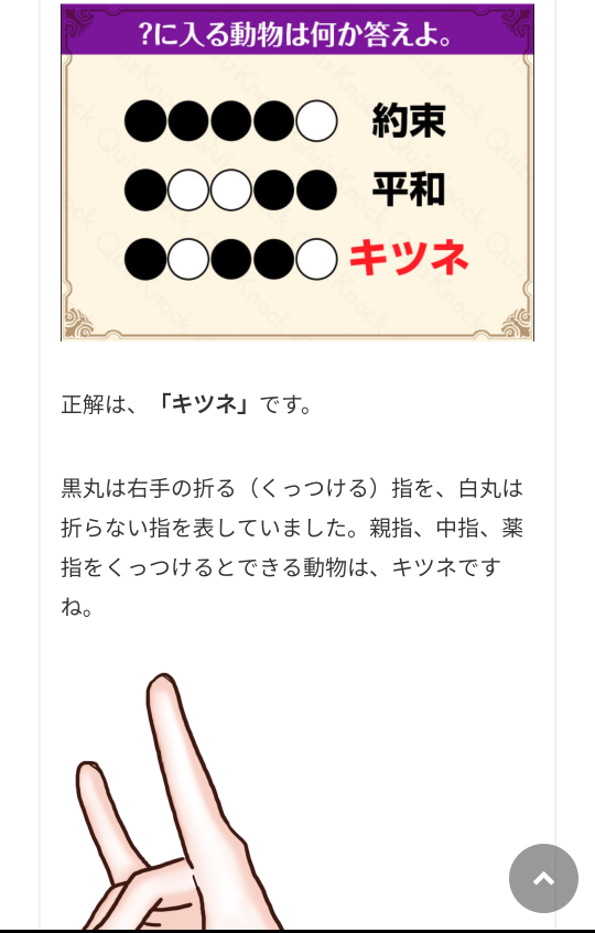 クイズなのですが答えはキツネでしたがなぜか解説読んでも分りませんで