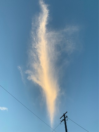 今日の夕方 縦に伸びている不思議な雲を見たので 写真を撮りました Yahoo 知恵袋