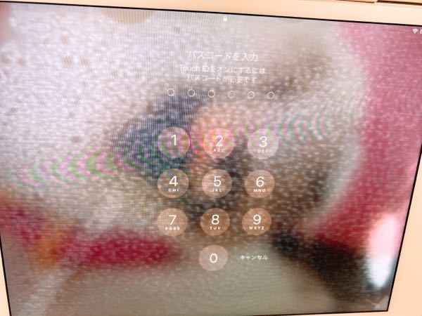 iPadが水没してから2週間ほどずっと画面がこの状態です…。水は自分の力