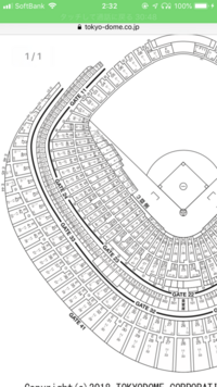東京ドームの 3塁側指定席fcd42ブロック最前列1列3から3 Yahoo 知恵袋