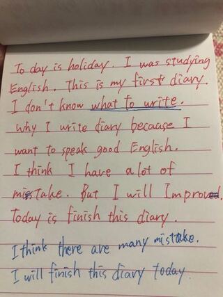 英語で日記を書きました どなたか合っているか確認して頂きたいです 自分でもネ Yahoo 知恵袋