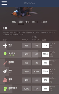 Arkモバイルについてです ドードーデックスで出てくる個体値 低 平 Yahoo 知恵袋