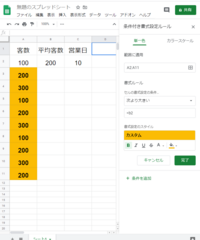 スプレッドシートの条件付き書式の 値または数式 欄に都度変化する平 Yahoo 知恵袋