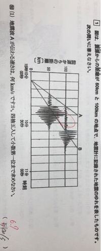 中1理科の地震の問題です この問題の解き方を教えてください Yahoo 知恵袋