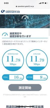 インターネットの回線速度を測ってと言われてusenスピードテストをしたのです Yahoo 知恵袋