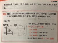 この年齢算の問題が分からず困っております 10年後の年齢合計が今の合計 Yahoo 知恵袋