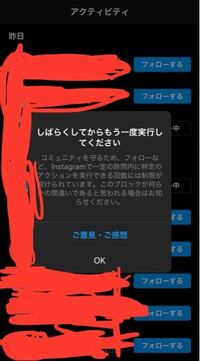 インスタでフォロー制限がかかって4日程度が経つのですが、未だに解除