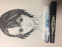 漫画キャラの黒髪の描き方黒髪部分をマッキーで塗って 髪の流れを極細 Yahoo 知恵袋