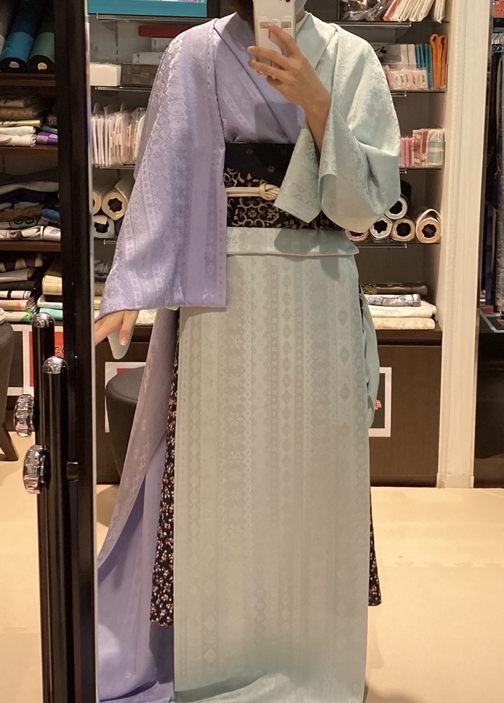 着物 帯小物なし 単品 BANKAN ばんかん【最終値下】 新品 BANKAN 銀通し 着物 正絹 仕付け糸付 トールサイズ“鉄紺色