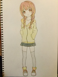 中学1年の女子です 小6の時に色鉛筆でベタ塗りで描いたイラストです Yahoo 知恵袋