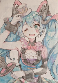 イラスト評価お願いします中学1年です初音ミクちゃんを描きました 色 Yahoo 知恵袋