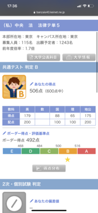 中央法学部の共通テスト利用について質問です これの点数で受かります Yahoo 知恵袋