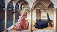 受胎告知の絵画で、天使やマリアが手を胸の前で交差させて跪いているものがありますが、あのポーズは何か意味があるのですか。 教えてください。