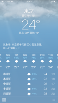 Iphoneの天気予報アプリの雲に雷みたいなのがついてるマークの Yahoo 知恵袋