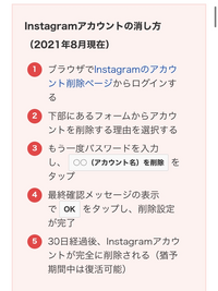 インスタを退会してから30日以内であれば復活可能みたいのようですが 完全削除 Yahoo 知恵袋