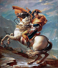 アルプスを越えるナポレオンはナポレオンが第一統領の頃か皇帝の頃のどちらに描かれたのですか？ 