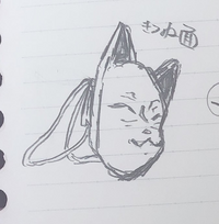 狐面のイラストです 耳が曲がっているように見えるのですが気のせいで Yahoo 知恵袋