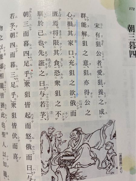 朝三暮四についてです 青のラインを引いたところの書き下し文お Yahoo 知恵袋