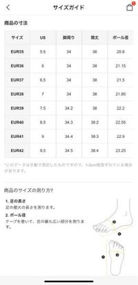 Sheinで靴を買いたいのですが サイズ表記がcnです Cn35 40ま Yahoo 知恵袋