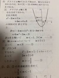 これなんで判別式のところｰ2mになるんですか？ - {-2(m+1)}²-4