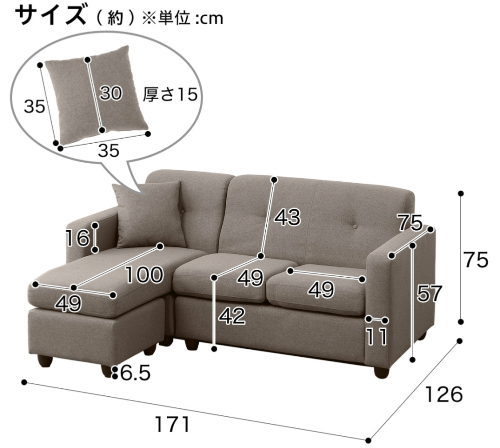 ソファの納品間口についてこのソファの間口は何センチ有れば室内に搬入 