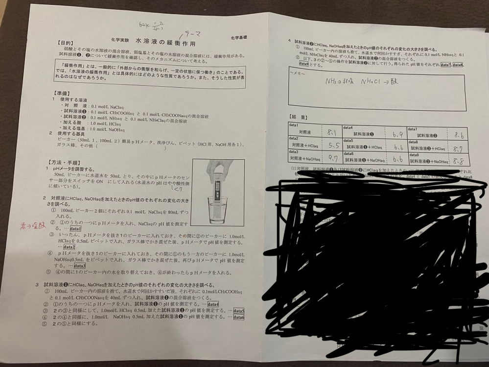 化学に長けている方に質問です 水溶液の緩衝作用についての実験レポートを書いて Yahoo 知恵袋
