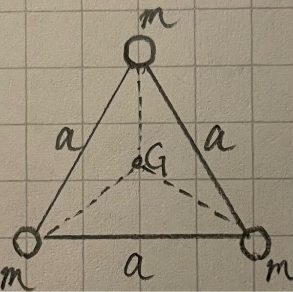 至急)) この時(写真の図)の、重心を通り三角形の平面に垂直な軸周りの慣性モーメントIGを求めよ、という問題なんですが、わかりません…教えてください。