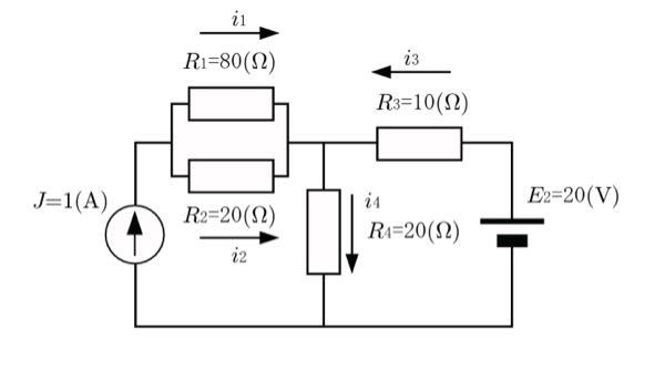 電気回路 画像の問題で抵抗R3に流れる電流i3の値を求めたいのですが、私がやったものだと0Aになってしまいました。 これは合っているのでしょうか？