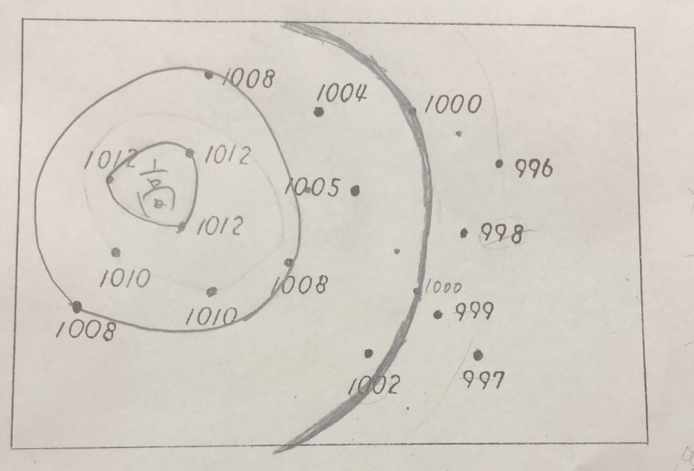 等圧線の書く練習で1004と996の等圧線の書き方がわかんないです Yahoo 知恵袋